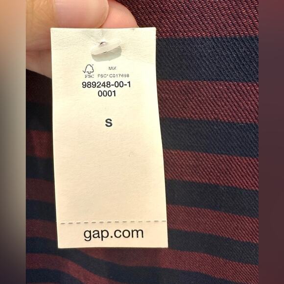 GAP | Burgundy Navy Stripe TShirt Dress Drawstring Waist Cotton NWT | Size Small - Picture 7 of 7
